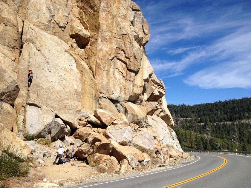 Road cut crag in Donner Summit.