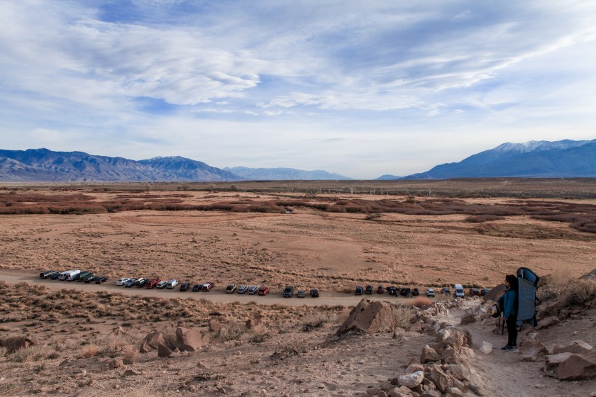 Typical scene (actually, this was a slow day) at the Happy's in the Volcanic Tablelands.  Our impact is great, let's all try to tread lightly!