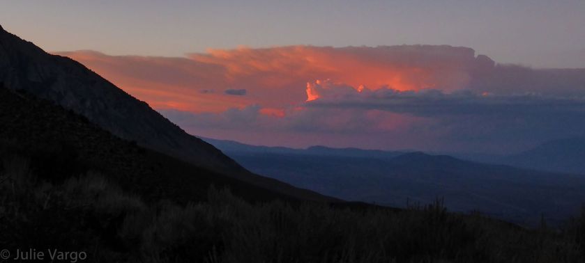 On the drive out we were treated to this stunning view of a far-off thunderstorm. It made up for the fact that we got in so late that the Burger Barn (which we were dreaming about on the way down) was closed. 